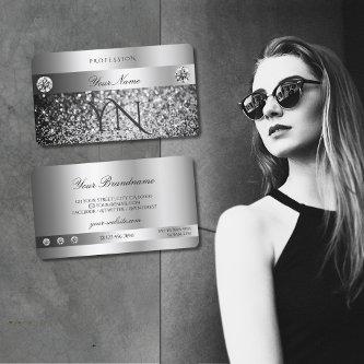 Silver Glitter Sparkle Jewels and Monogram Quality
