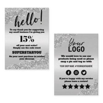 Silver Glitter Thank You Discount Insert Card