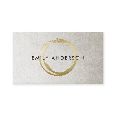 SILVER GOLD BRUSH STROKE STAIN CIRCLE MARK LOGO