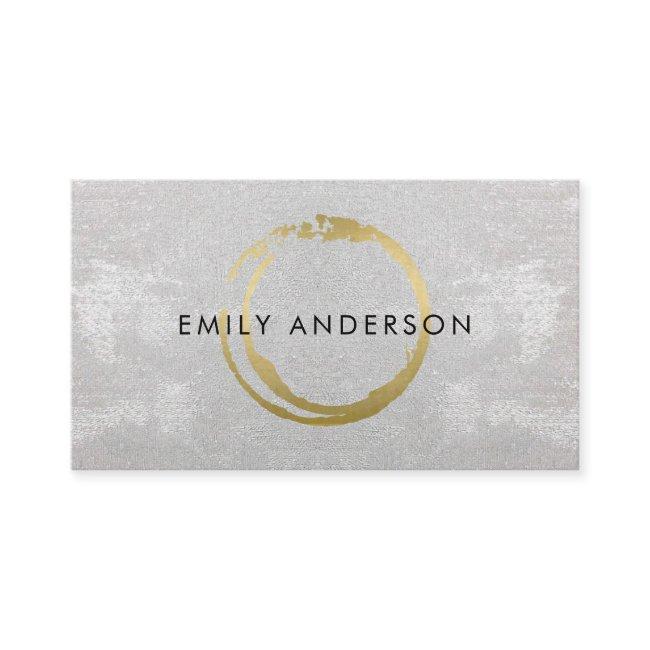 SILVER GOLD BRUSH STROKE STAIN CIRCLE MARK LOGO