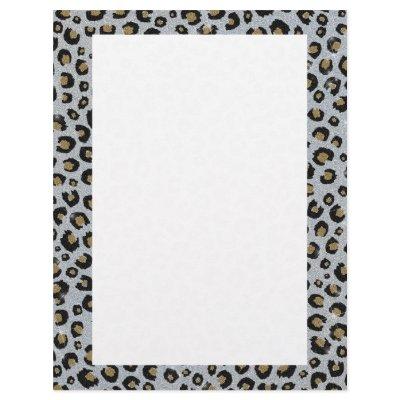 Silver Gold Glitter Black Leopard Print Letterhead