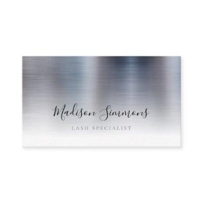 Silver Gray Brushed Metal Monogram Stylish Script