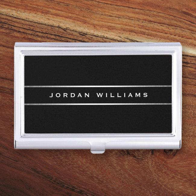 Silver gray gradient borders elegant black case