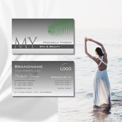 Silver Gray Gradient Palm Leaf Monogram and Logo