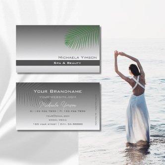 Silver Gray Gradient with Cute Palm Leaf Simple