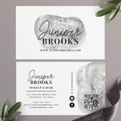 Silver Gray Social Media QR Code Glitter
