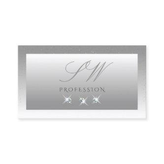 Silver Gray White Ombre Sparkling Jewels Initials