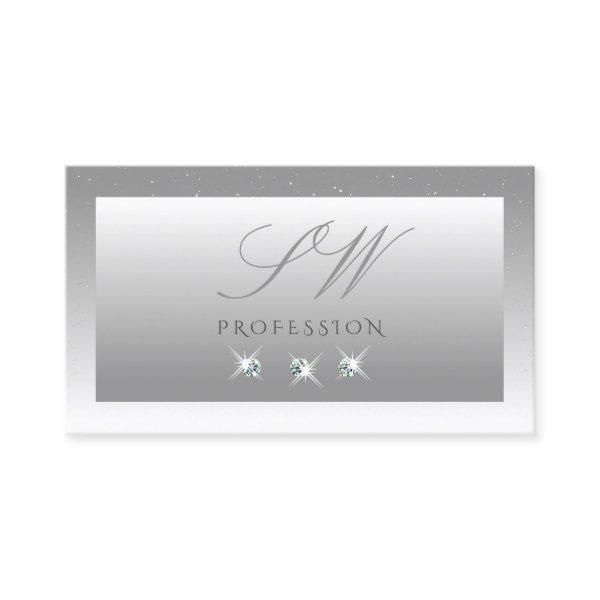 Silver Gray White Ombre Sparkling Jewels Initials