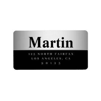 Silver Grey Look & Black Return Address Label