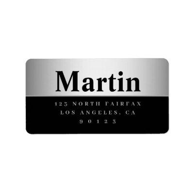 Silver Grey Look & Black Return Address Label