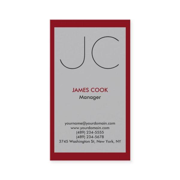 Silver grey red vertical professional monogram