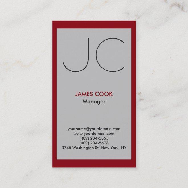 Silver grey red vertical professional monogram