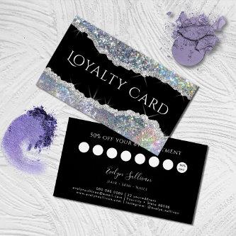 Silver iridescent glitter loyalty card