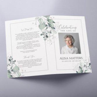 Silver Leaves Funeral Program Celebrating the Life Flyer