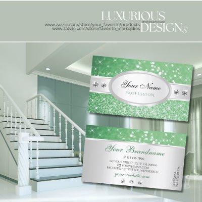 Silver Light Emerald Green Glitter Jewels Designer