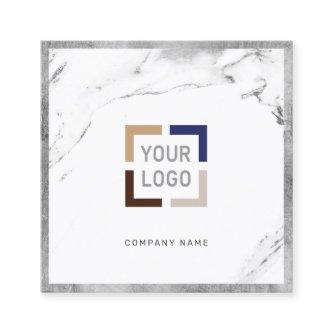 Silver marble custom company logo professional square