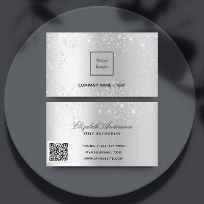 Silver metal glitter logo elegant QR code