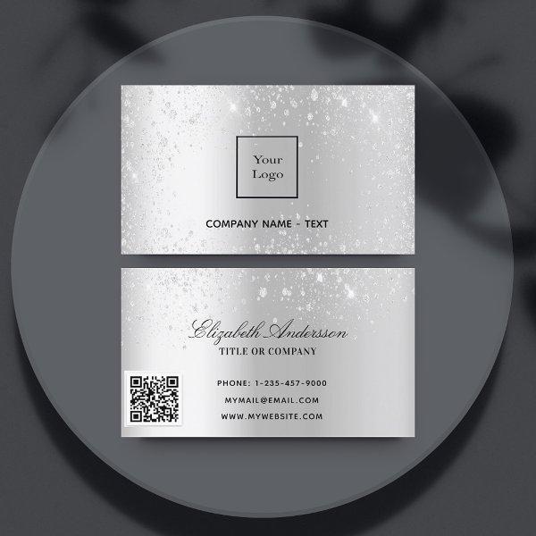 Silver metal glitter logo elegant QR code