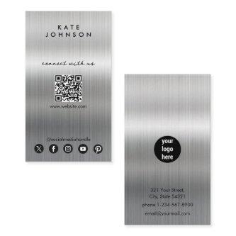 Silver Metal Modern Social Media Connect With Us