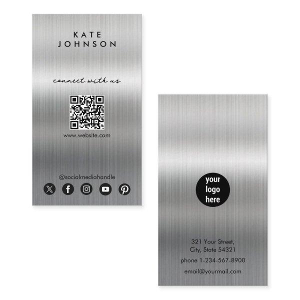 Silver Metal Modern Social Media Connect With Us
