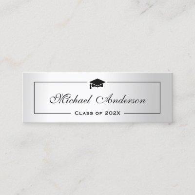 Silver Metallic Look Graduation Name Card Namecard