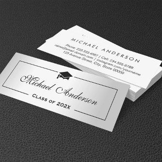 Silver Metallic Look Graduation Name Card Namecard