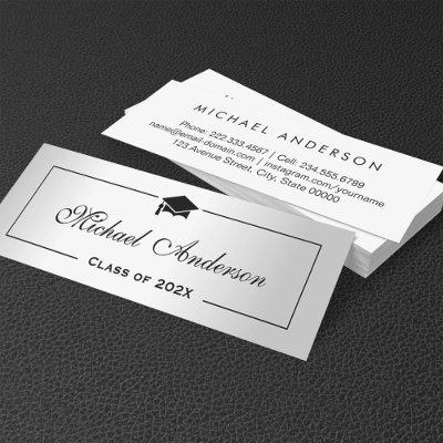 Silver Metallic Look Graduation Name Card Namecard