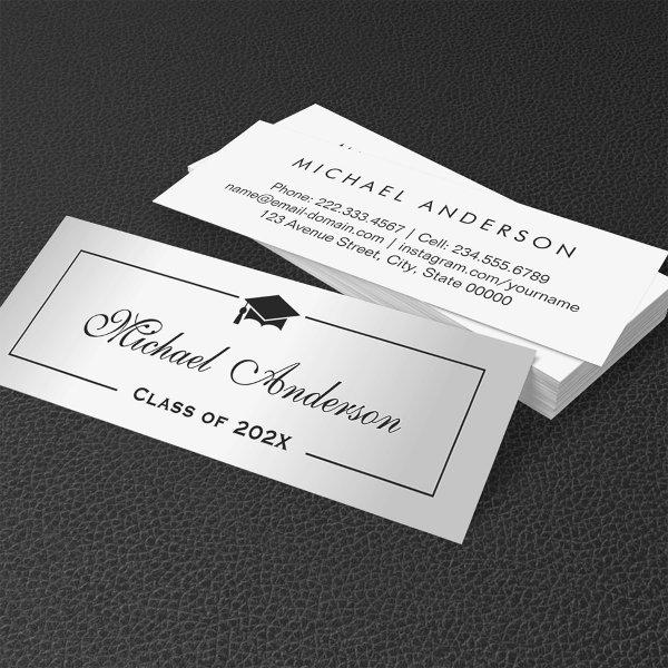 Silver Metallic Look Graduation Name Card Namecard