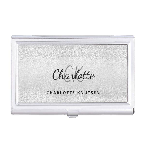 Silver monogram initails name metal elegant  case