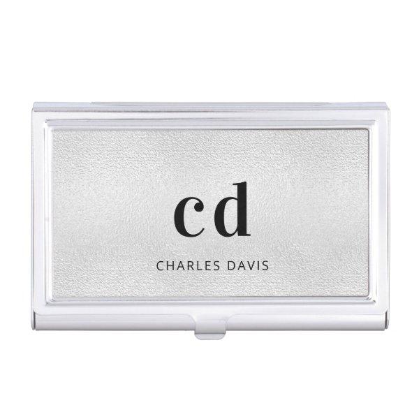 Silver monogram initails name minimalist  case