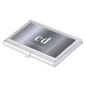 Silver monogram initails name minimalist metallic  case
