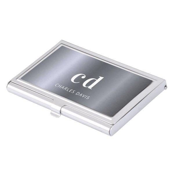 Silver monogram initails name minimalist metallic  case