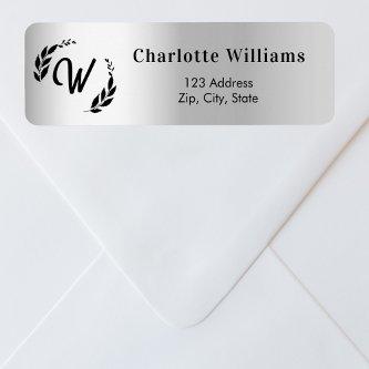 Silver monogram initial return address label