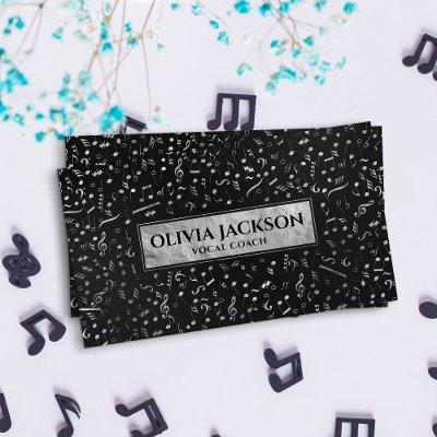 Silver Music Notes pattern