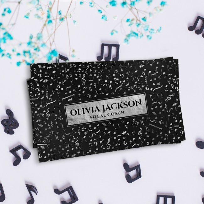Silver Music Notes pattern