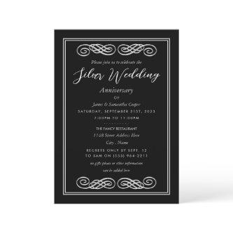 Silver Ornament Decor, 25 Year Wedding Anniversary Invitation