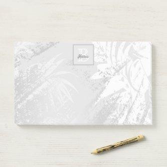 Silver palm leaves monogram elegant post-it notes