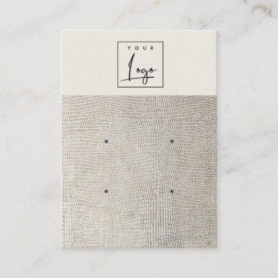 Silver Pearl Leather Texture 2 Earring Display