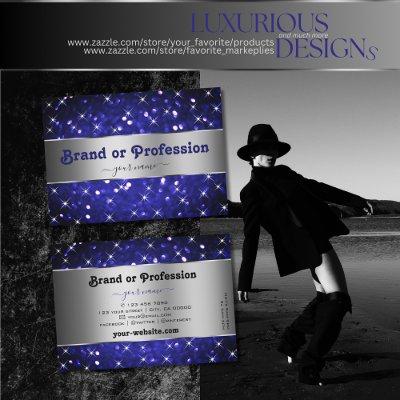 Silver Royal Blue Glitter Sparkle Stars Elegance
