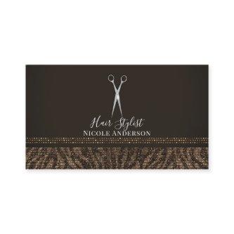 Silver Scissors Gold Brown Zebra Chic Hair Stylist