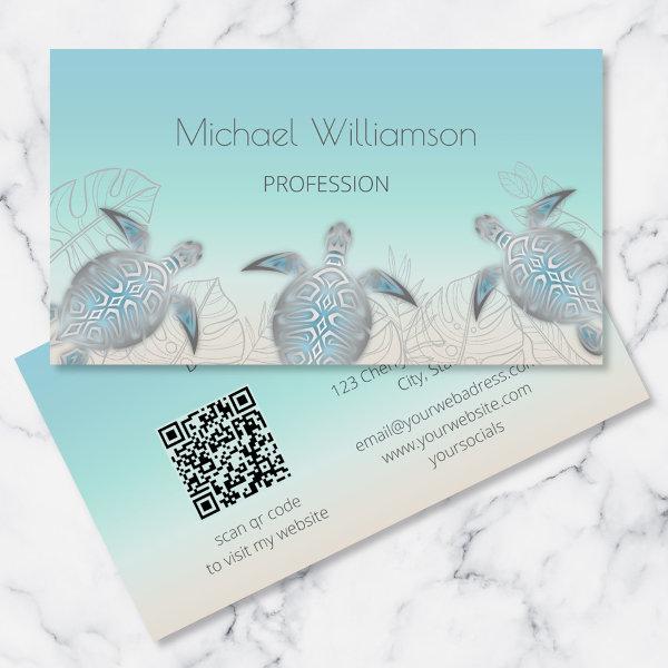 Silver Sea Turtle | Coastal QR Code