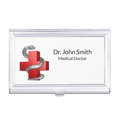 Silver Serpent Snake Red Medical Cross Symbol  Case