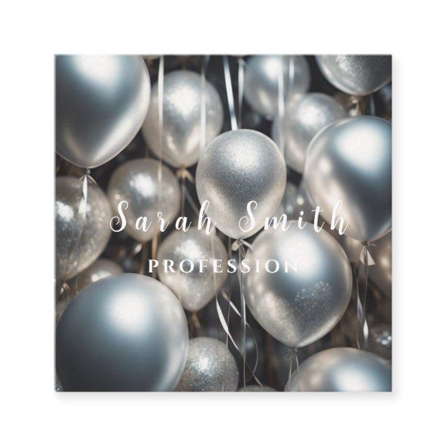 Silver Shiny Balloons Party Glitter Square