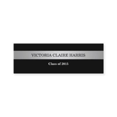 Silver stripe black class year graduate name card