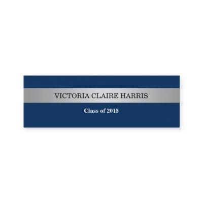 Silver stripe blue class year graduate name card