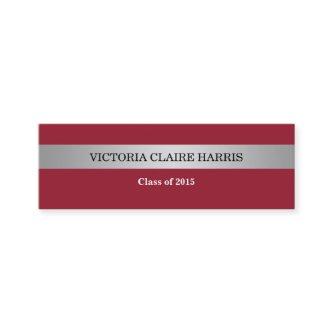Silver stripe red class year graduate name card