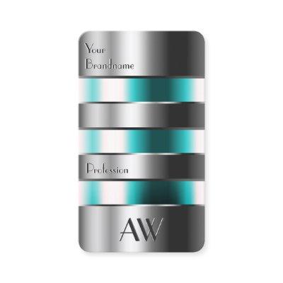 Silver Teal Glass Engraving Letters with Monogram