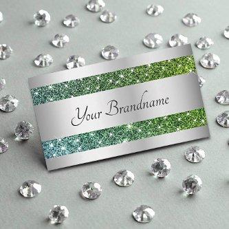 Silver Teal Gradient Effect Glitter Spark Stars