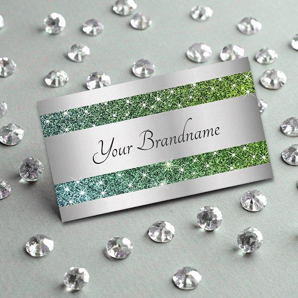 Silver Teal Gradient Effect Glitter Spark Stars