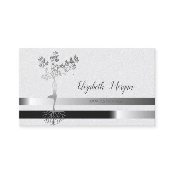 Silver Tree Silhouette, Stripes, Yoga